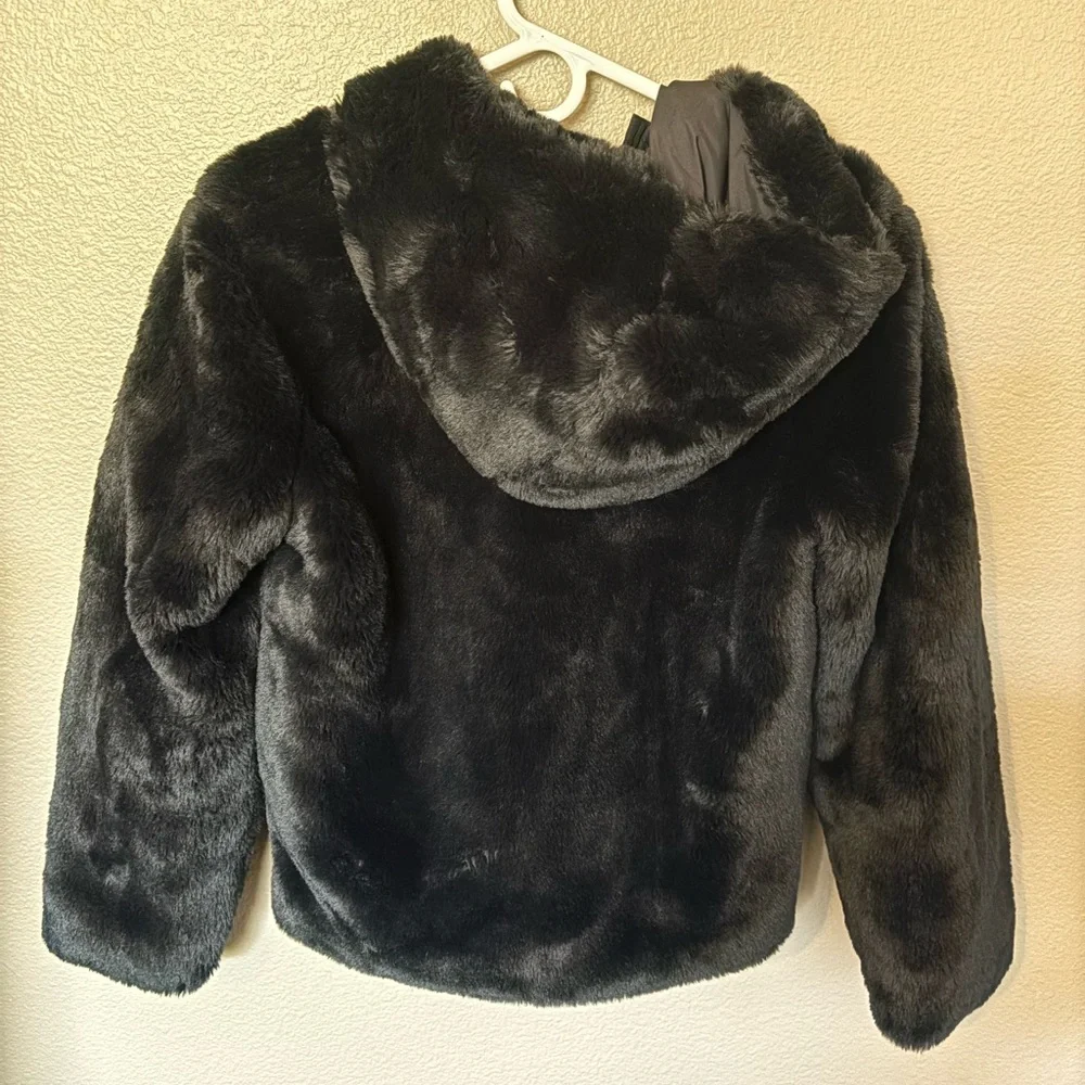 Kids Black Faux Fur Jacket - Picture 4 of 4